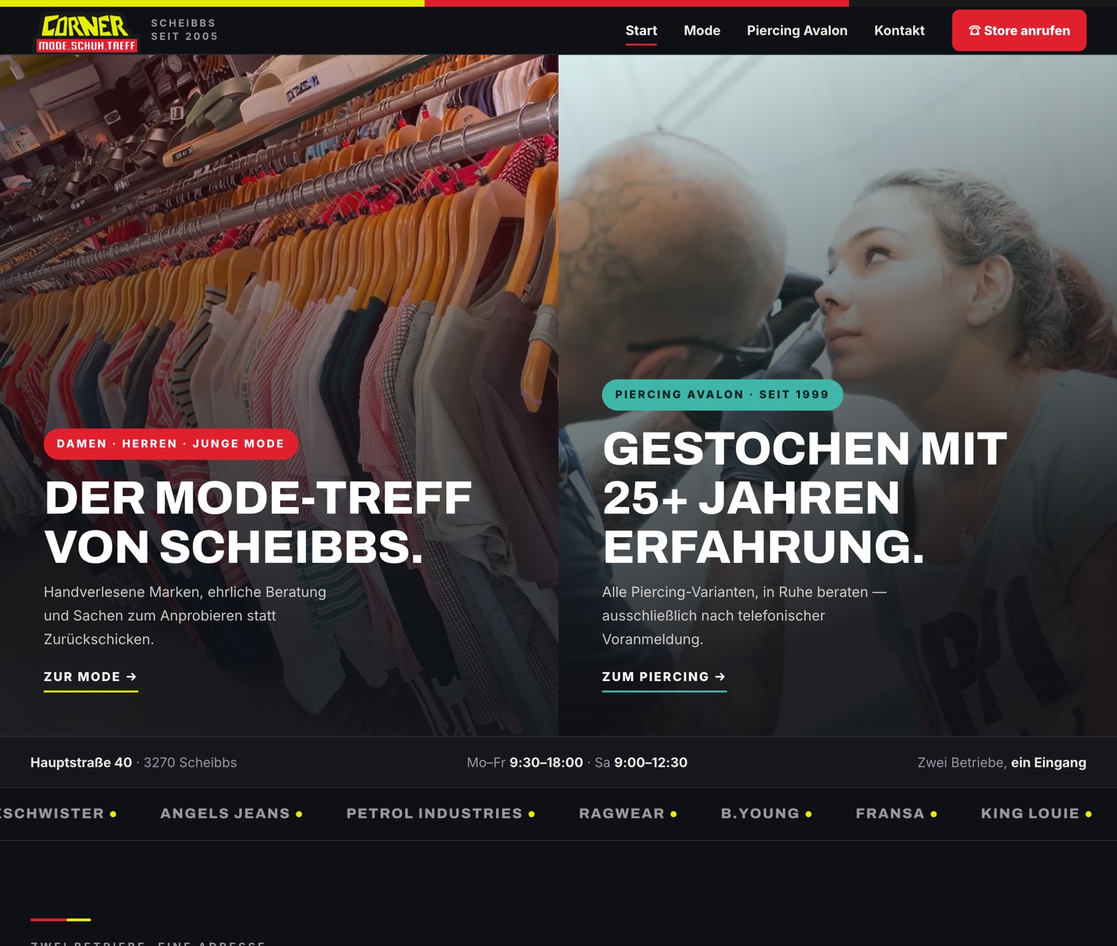 CORNER Mode.Schuh.Treff & Piercing Avalon — Projektansicht
