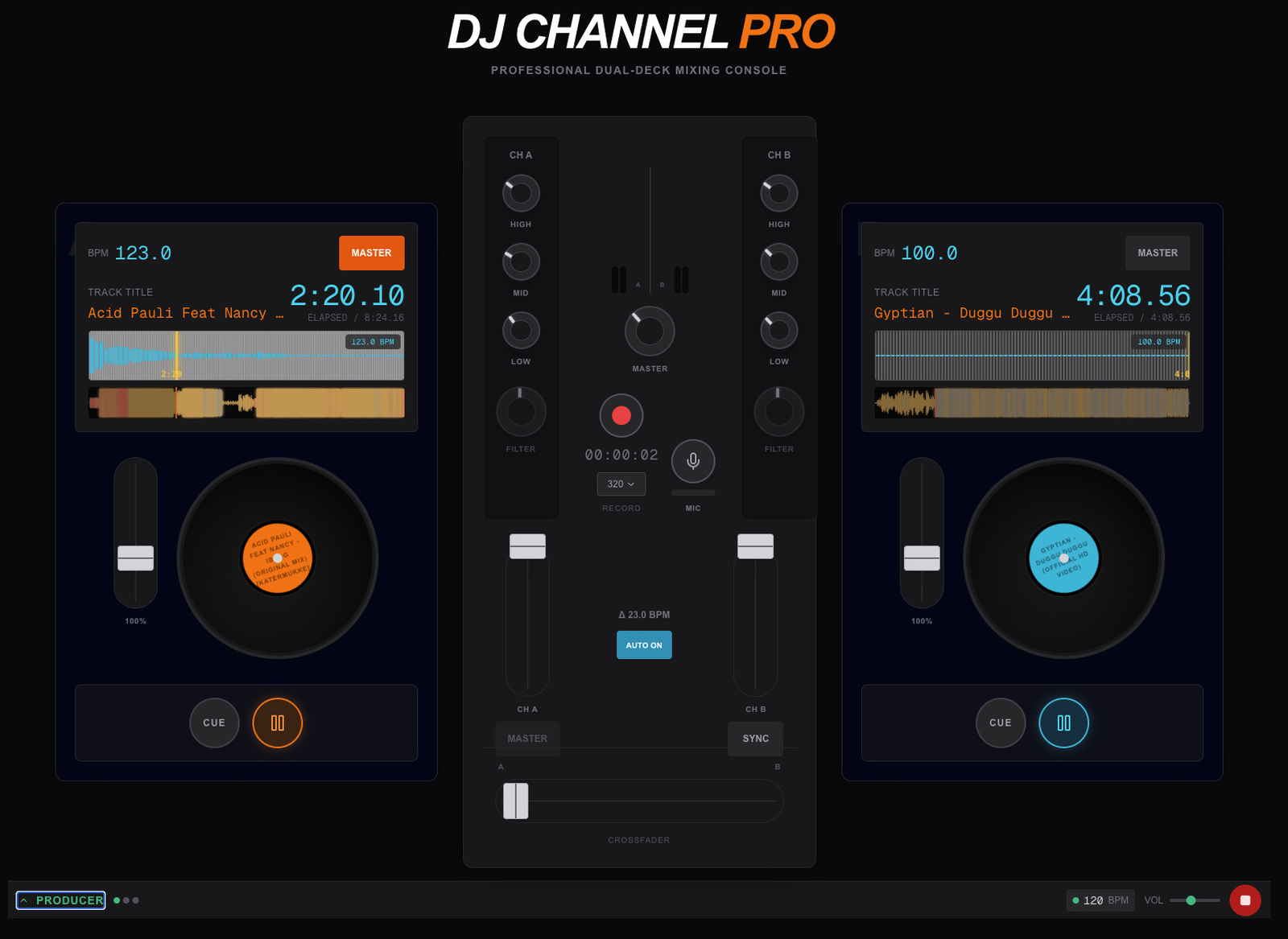 DJ Channel — Dual-Deck-Mixer · Archivansicht