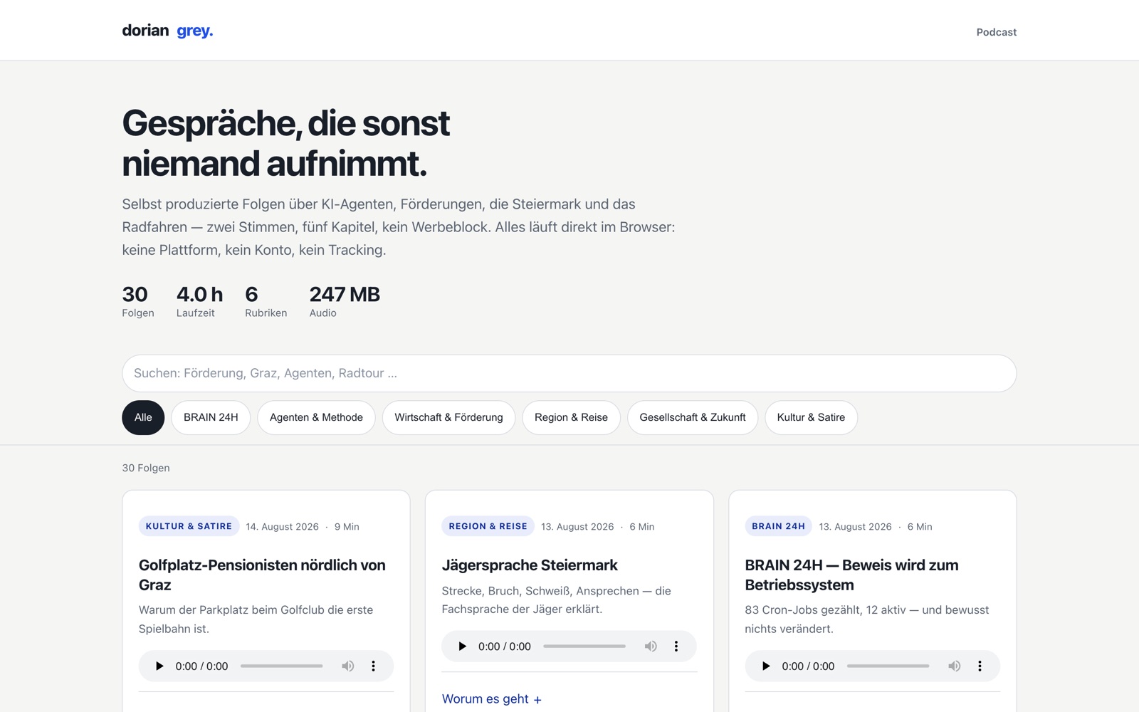Podcast Hub — Projektansicht