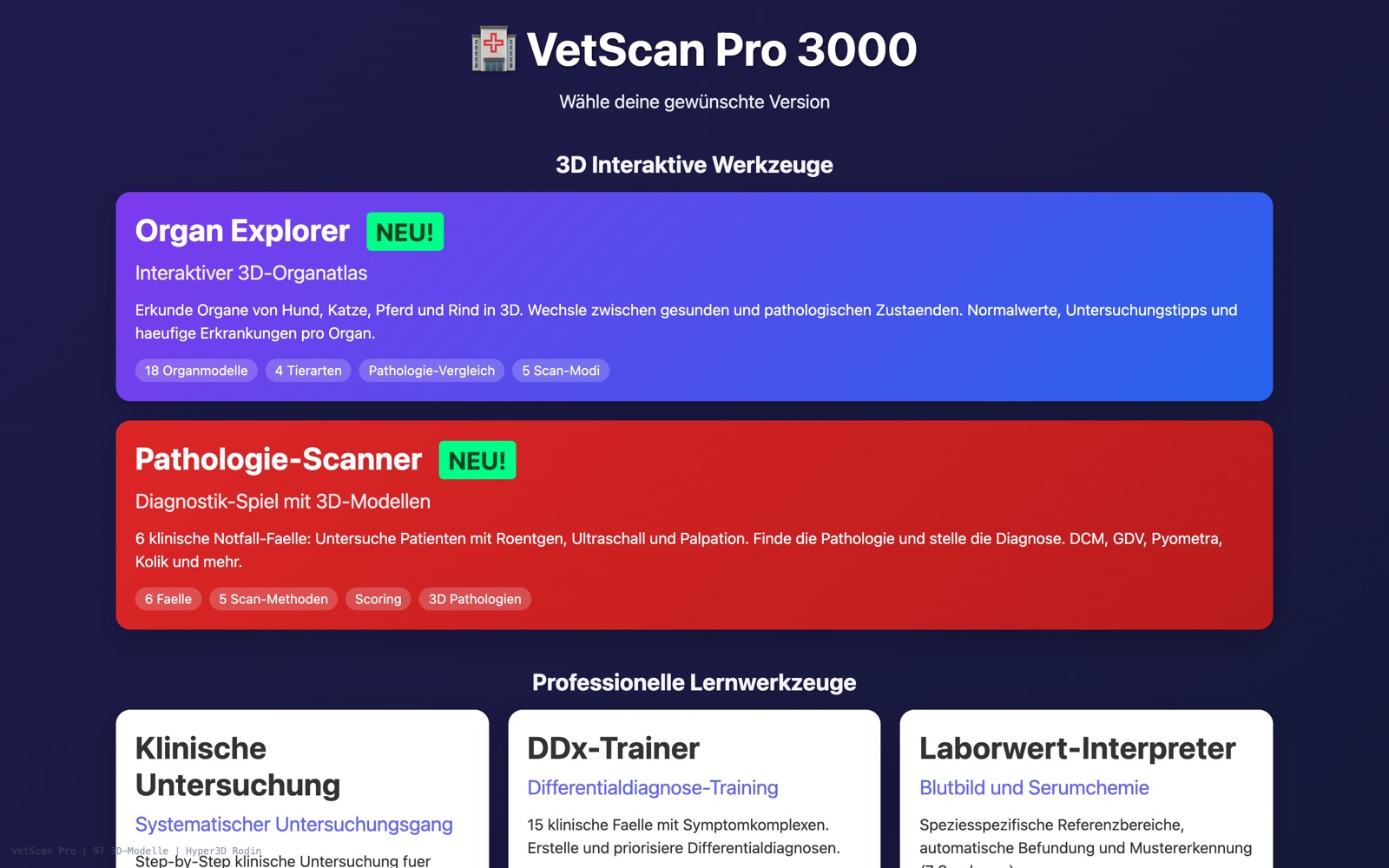 VetScan Pro — VetScan · Werkzeugübersicht